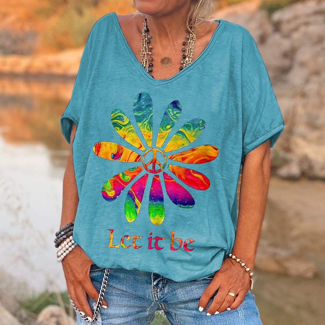 Let It Be Floral Printed Women's T-shirt