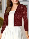 Fashionable Solid Color Lace Cardigan Top - Delicate Open Front, Sheer Three-Quarter Sleeves, Perfect for Everyday Chic Style - A Feminine & Lightweight Wardrobe Staple for Women