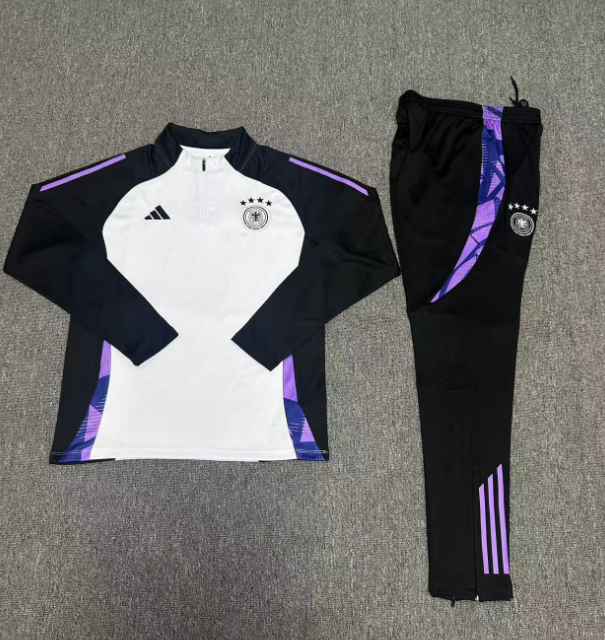 2024 Germany Half-Pull Training Suit White Football Jersey Set Thai Quality