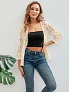 Elegant Floral Lace Cardigan - 3/4 Sleeve, Sheer, Open Front Design - Versatile for Casual or Evening Wear, Women's Fashion Top
