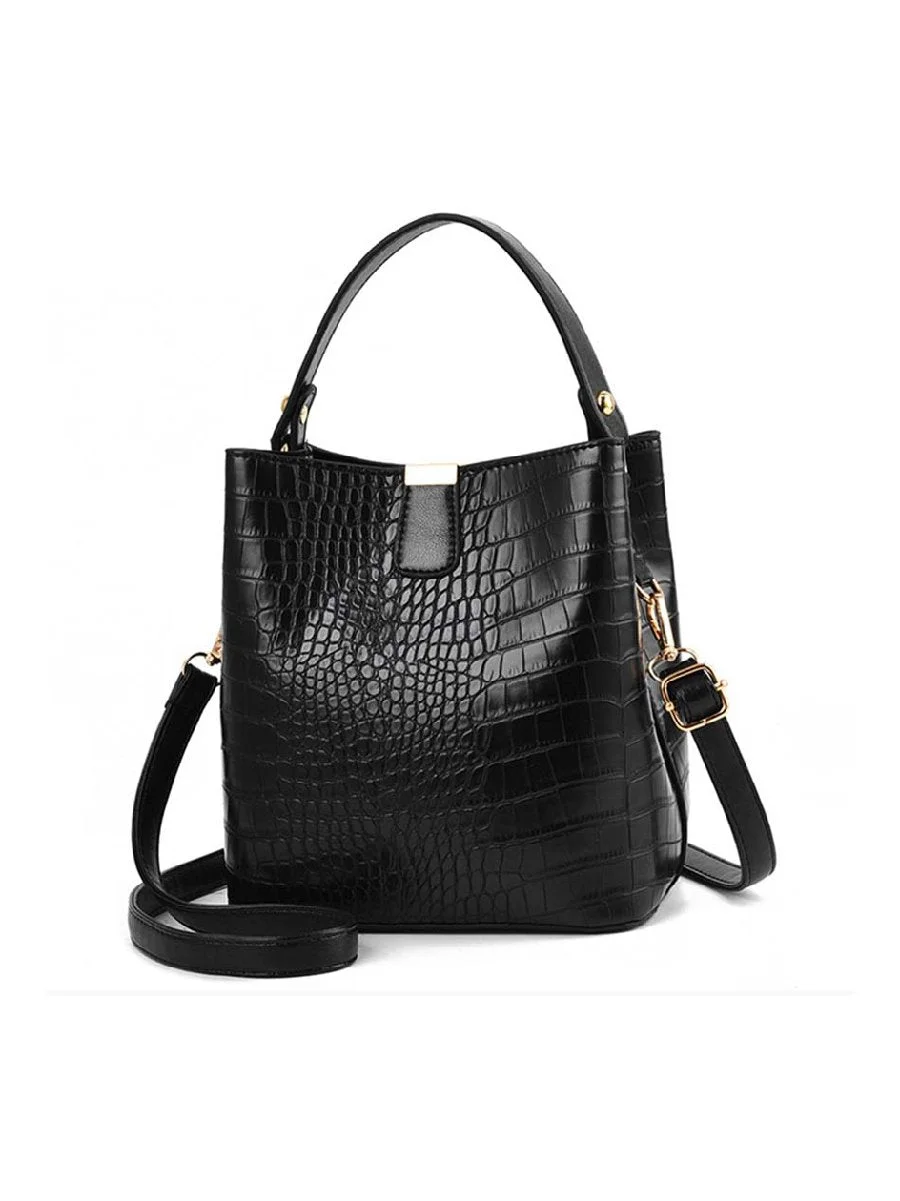 Retro Bucket Bag Ladies Crocodile Pattern Shoulder Messenger Bag