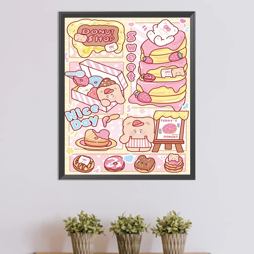 Full Round Diamond Painting 40*50cm - Cute Cartoon Bear Dessert Time