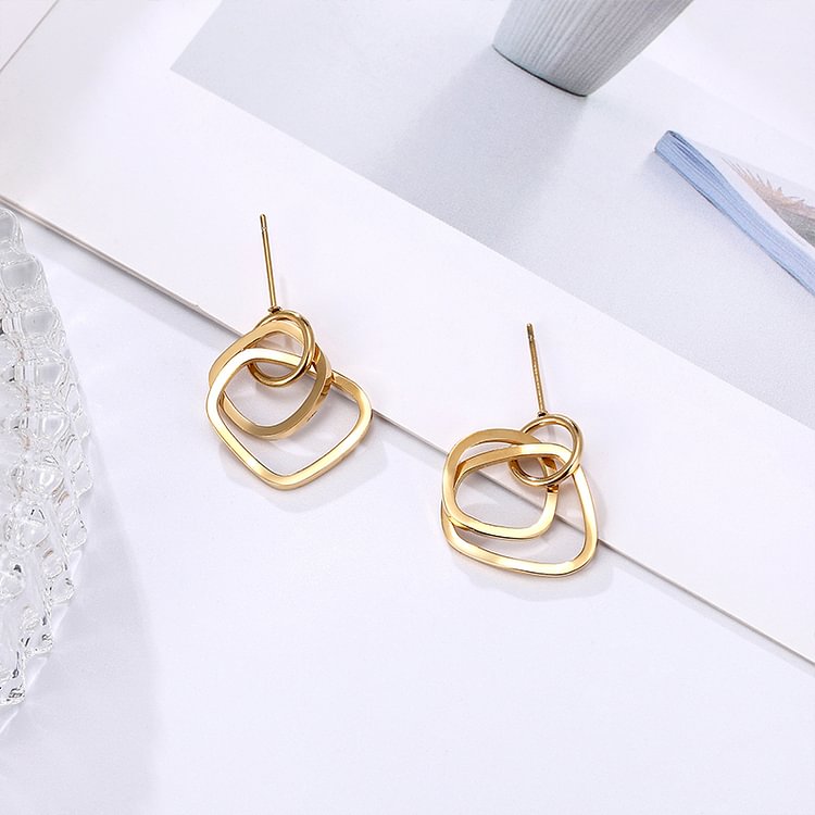 Fashion Gold Geometry Earrings  Flycurvy [product_label]