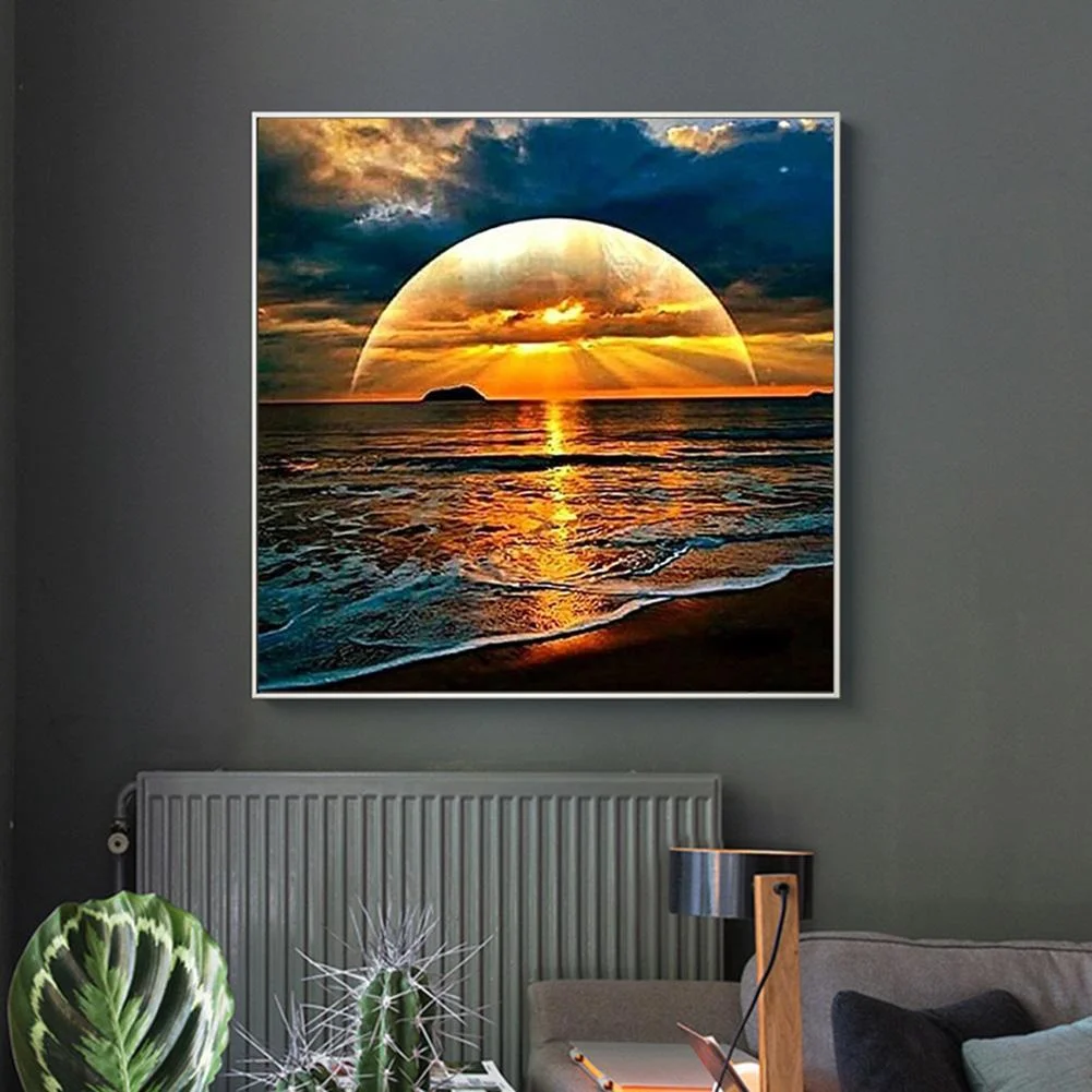 Diamond Painting - Full Round Drill - Rising Sun Sea(30*30cm)