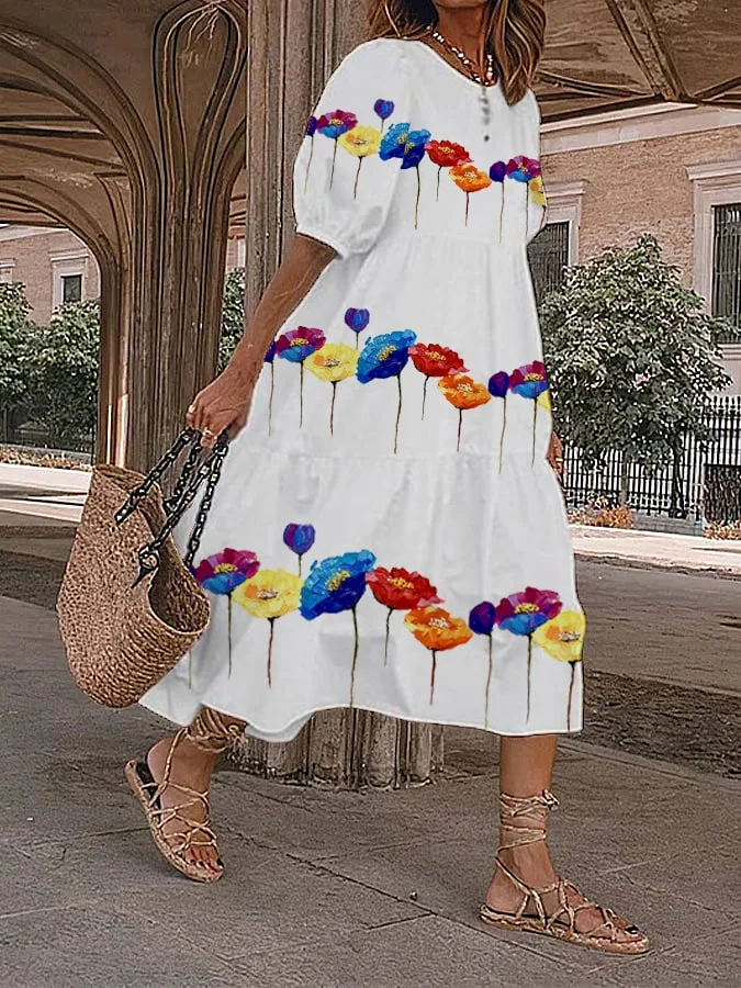 Women's Floral Print Vintage Dress