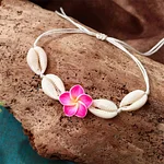 Bohemian Pink Floral & Shell Charms Adjustable Bracelet - Image 2