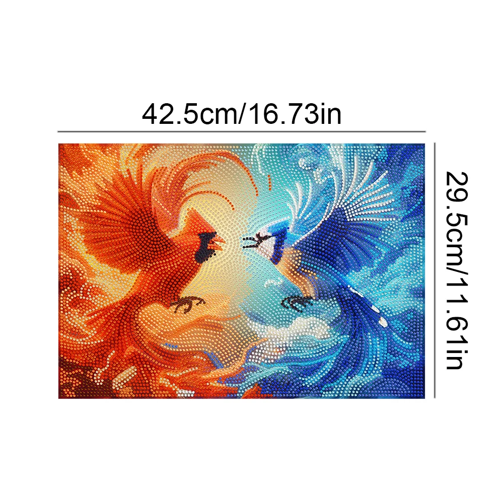 DIY Ice and Fire Bird Diamond Painting Placemats Heat Resistant for Beginners