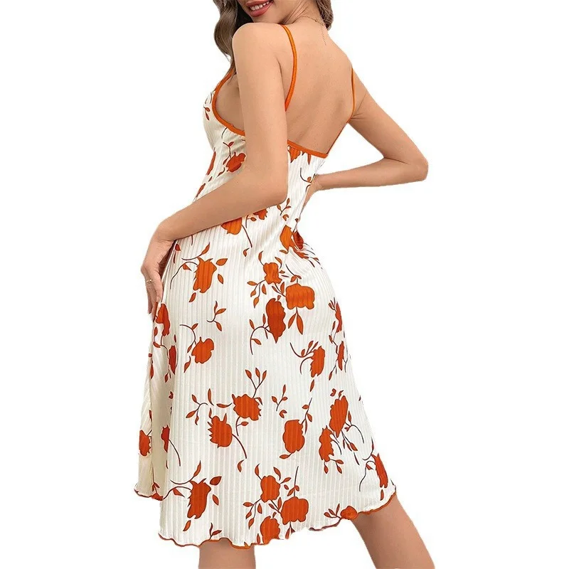 Uveng Uveng New Women's Print Sling Home Clothes Casual Aja Skirt Women's Sexy Dress Crouse Crouse Crouse Boobs Tied Rope