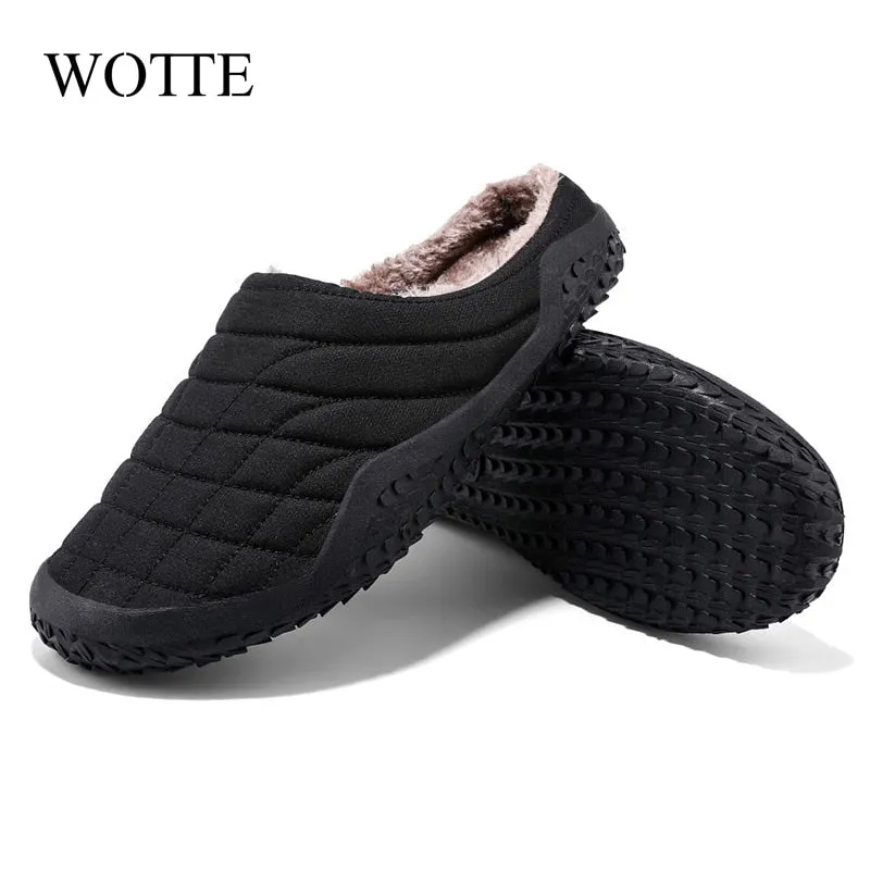 Waterproof Men Home Soft lippers Men Winter Shoes Solid Plush Sneakers House Slippers Indoor Warm Shoes Casual Zapatillas Hombre