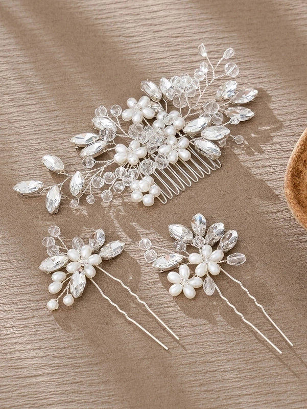 Retro Flower Alloy Inlay Rhinestones Hairpin