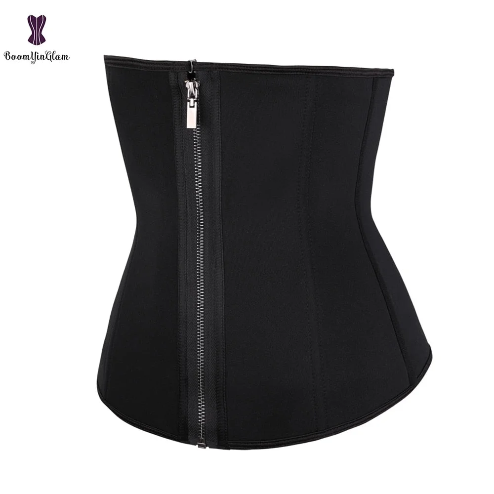 Nude/Black Women Zip Up Waist Trainer XS To 6XL Body Shapewear Neoprene Waist Shaper With 6 Steel Bone 611#