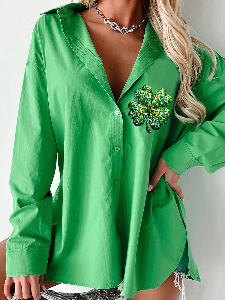 St. Patrick's Day Shamrock Printed ​Women's Casual Comfortable Shirt socialshop