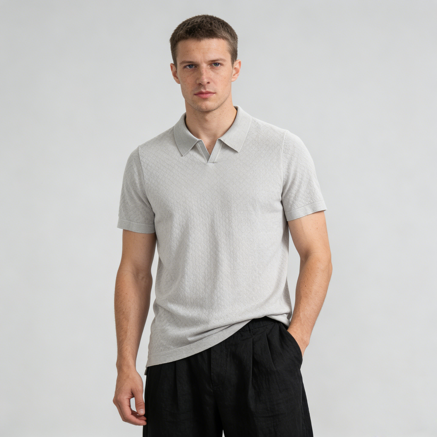 Men's Collar Seagull Silk Cashmere Shirt Sweater | Spring Summer REAL SILK LIFE