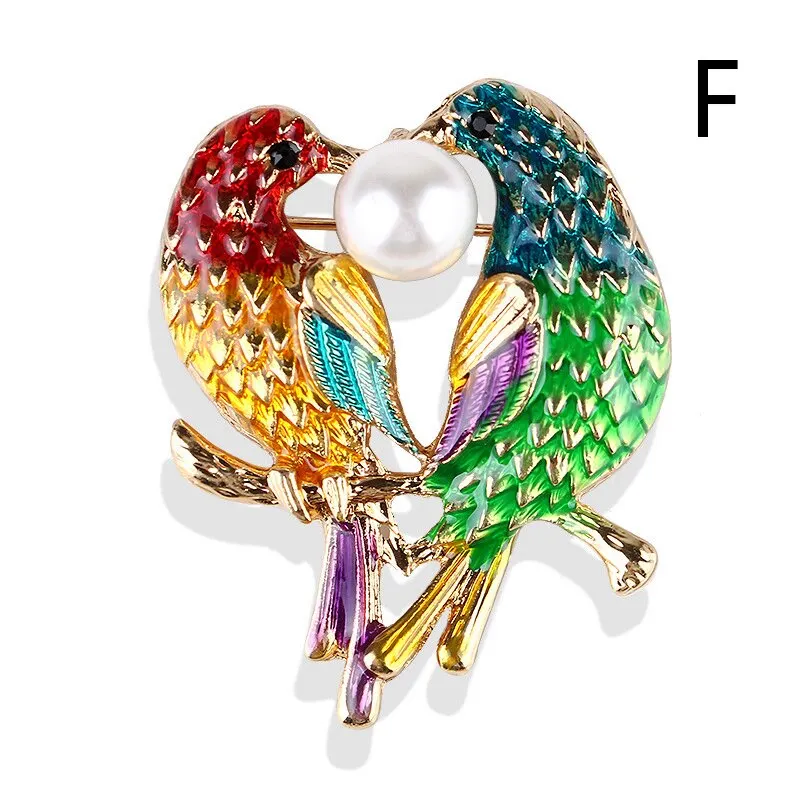 Women Bird Phoenix Owl Swallow Woodpecker Enamel Bird Brooches Women Alloy Brown Grey Bird Animal Party Casual Brooch Pins Gifts