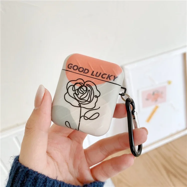 Line Rose Flower Airpods Case