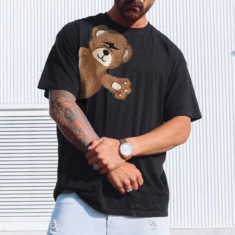 Men's Fashion Bear Oversized T-Shirt、、URBENIE