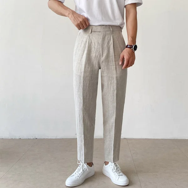 Summer Light Linen Mens Casual Cropped Trousers 7259