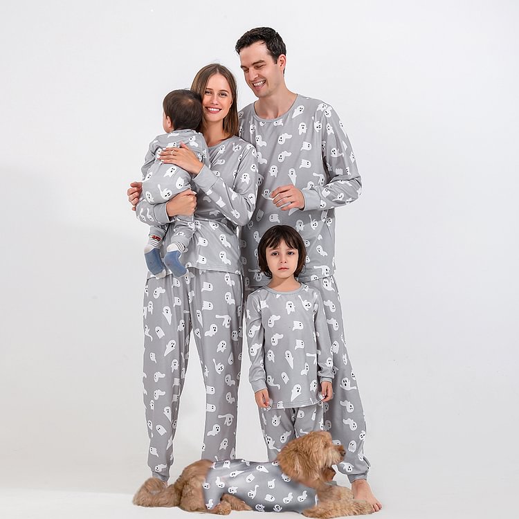 Cartoon Ghost Print Halloween Family Matching Pajamas Set