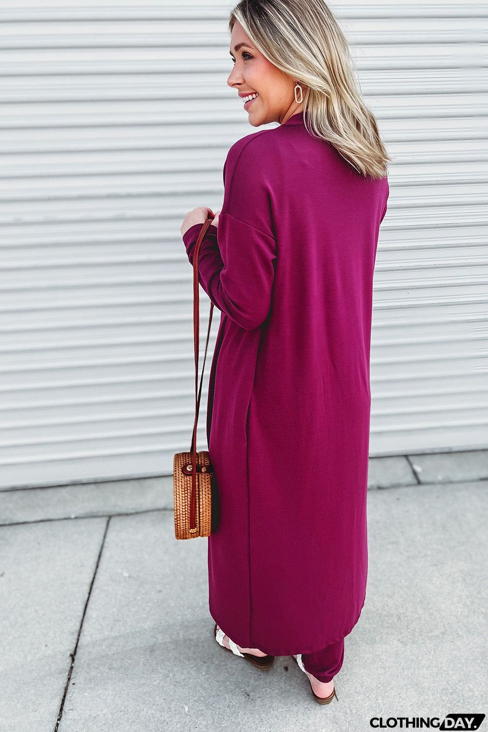 Elastic Drawstring Waist Jumpsuit and Duster Set