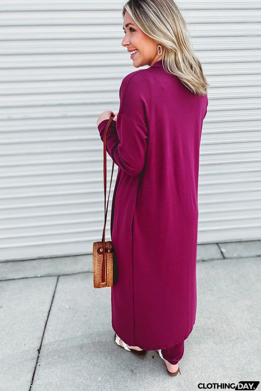 Elastic Drawstring Waist Jumpsuit and Duster Set