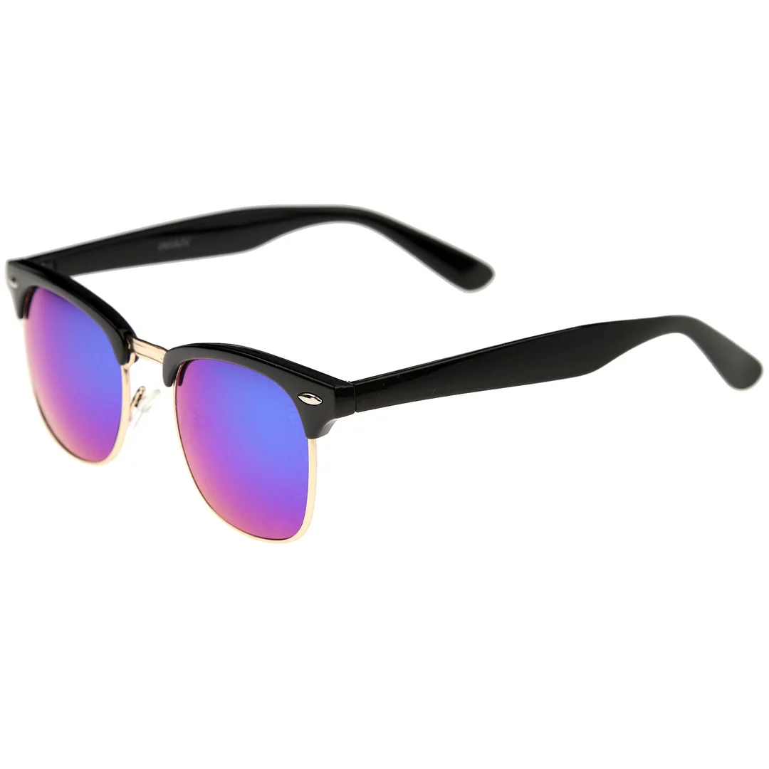 Premium Half Frame Colored Mirror Lens Horn Rimmed glasses 50mm