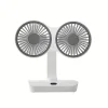 2024 New Summer Portable Mini Rechargeable USB Double-head 360&deg; Rotatable Desktop Electric Fan With LED light