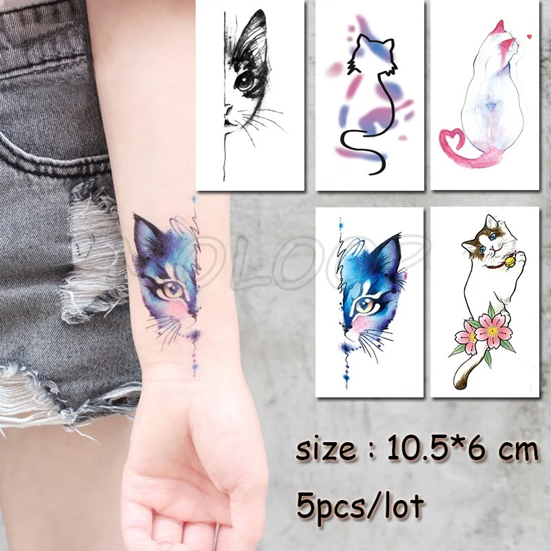5 Pcs Temporary Tattoo Sticker Tree Bird Moon Sun Forest Waterproof Fake Tatto Water Transfer Tatoo Art for Kid Girl Woman Man