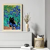 (Big Size)The Black Cat In Van Gogh'S Iris Painting - 11CT Stamped Cross Stitch - 45*65cm