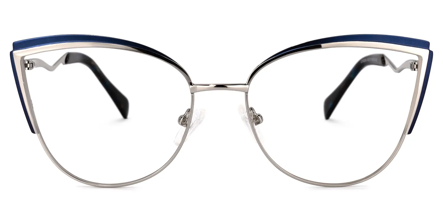 Kitty Blau-Silber Cateye Brille Blau-Silber