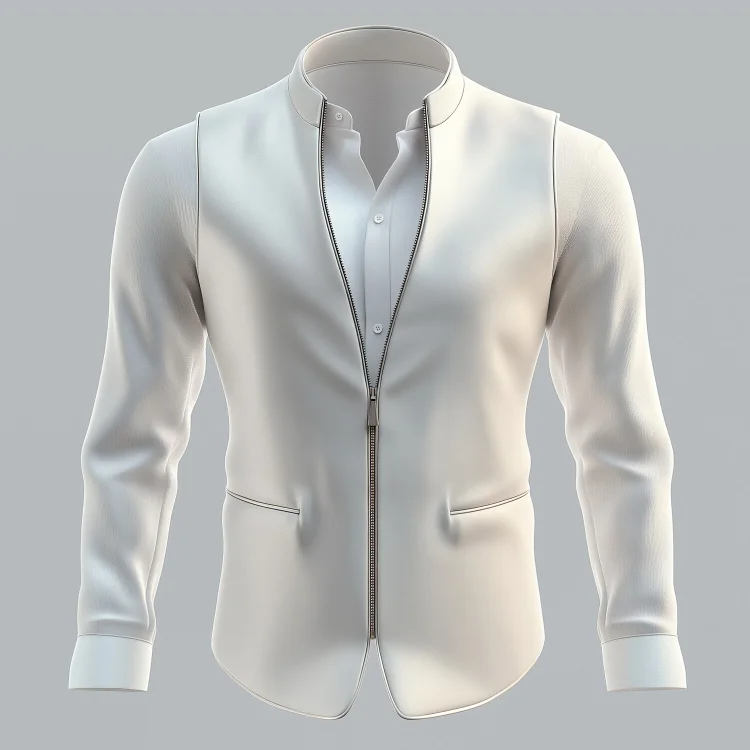 Men's Stand Collar Long Sleeve PU Leather Zip Up Jacket