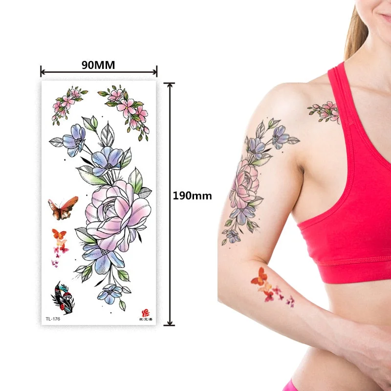 Flower animal totem romantic beautiful bird fragrance waterproof lasting men and women personality temporary tattoo stickers