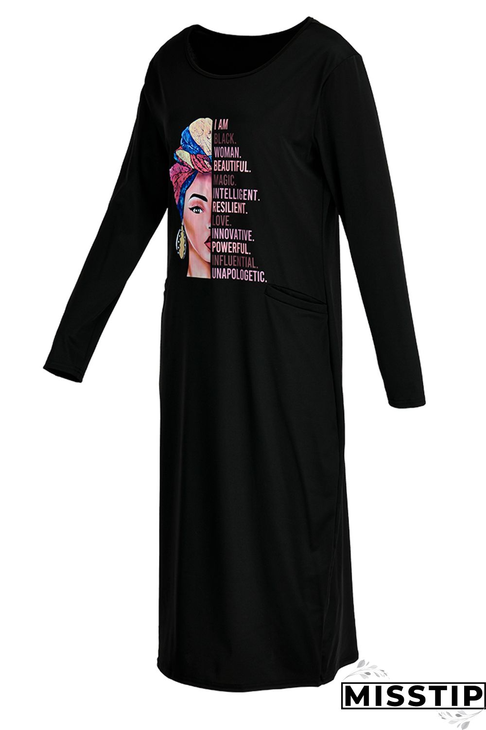 Burgundy Fashion Casual Print Basic O Neck Long Sleeve Plus Size Dresses