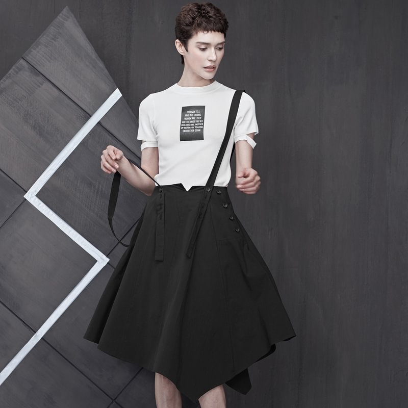 SDEER Fashion Deconstruction Irregularly Sling Skirt