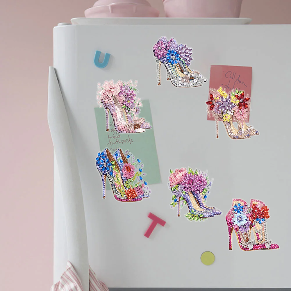6PCS High Heel Special Shape Diamond Painting Magnets Refrigerator
