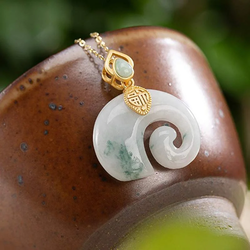 925 Sterling Silver Jade Elephant Abundance Necklace Pendant