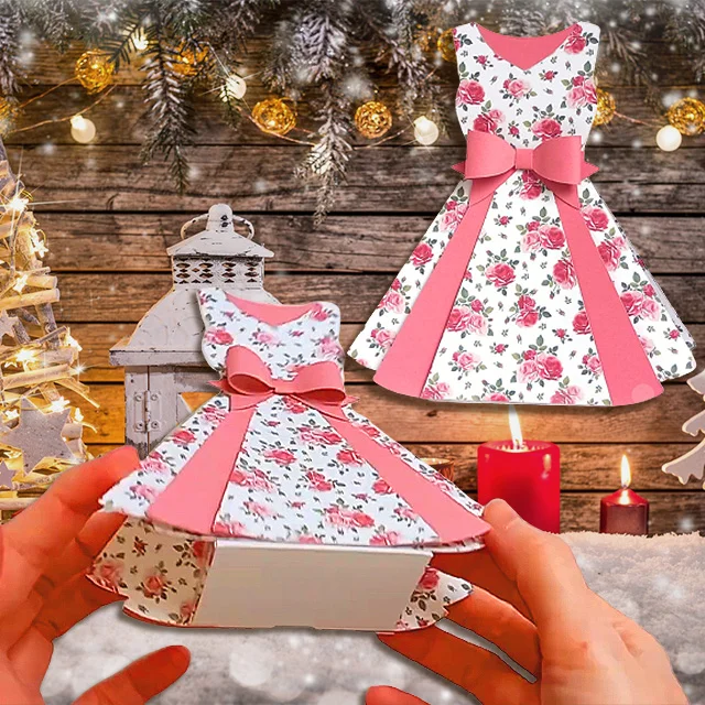 Vintage Dress Gift Box Template Set - With Instructions