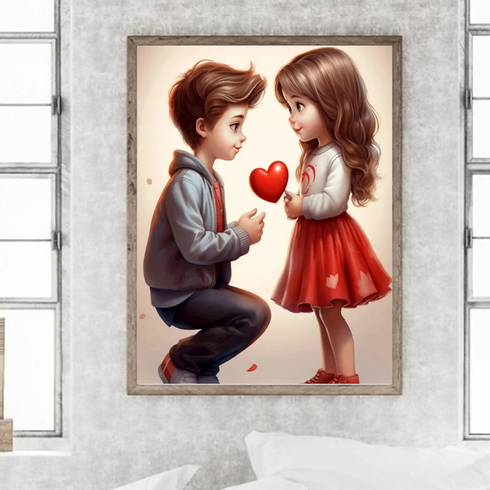 Diamond Painting - Full Round Drill - Kid Sweet Couple(Canvas|30*40cm)