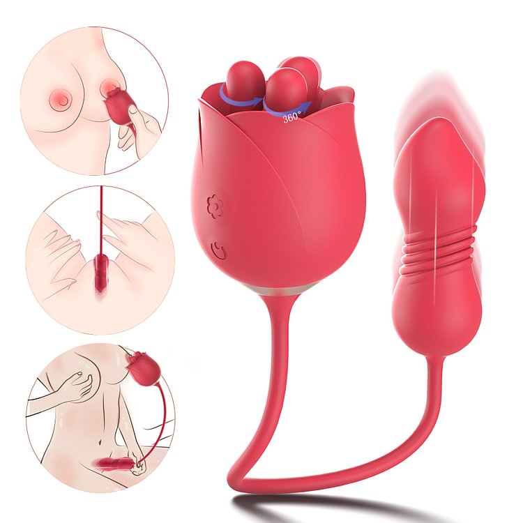 Rose Vibrators Adult Toy Women Vibrating Pink Rose Sex Toy With Tongue Vibrator For Female