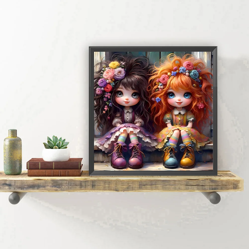 Full Round Diamond Painting 30*30cm - Curly Hair Girl