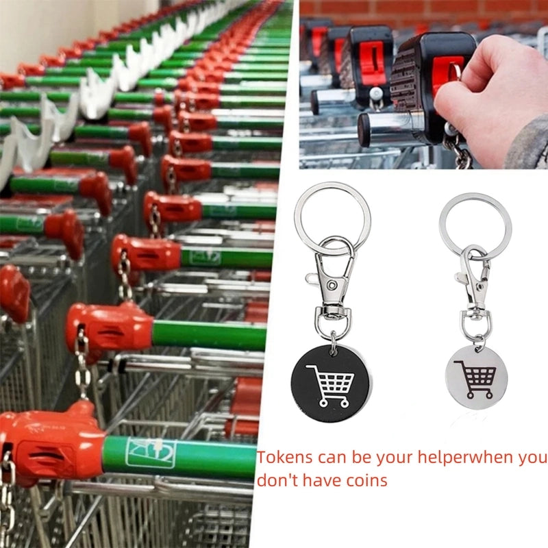 Classic Style Commute Shopping Cart Stainless Steel Unisex Bag Pendant Keychain