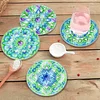 [Upgrade]6pcs/set DIY Diamond Painting Waterproof Case Classic Green Mandala Coaster Gift Decor Set