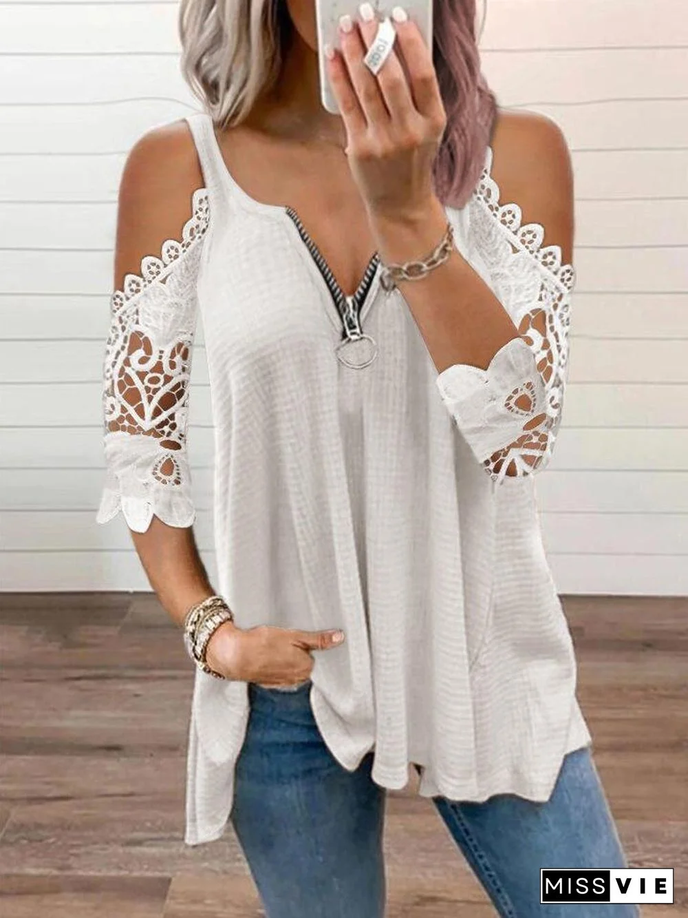 Women's V-neck Half Sleeve Tops