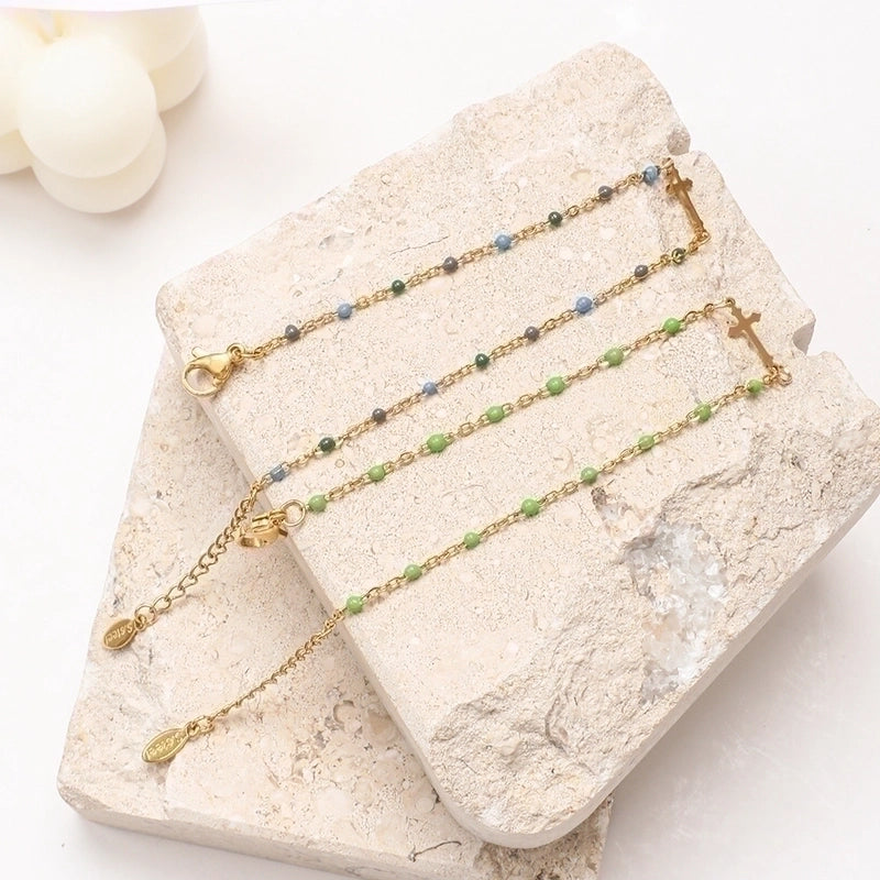 Stainless Steel Minimalist Cross Enamel Plating Bracelets