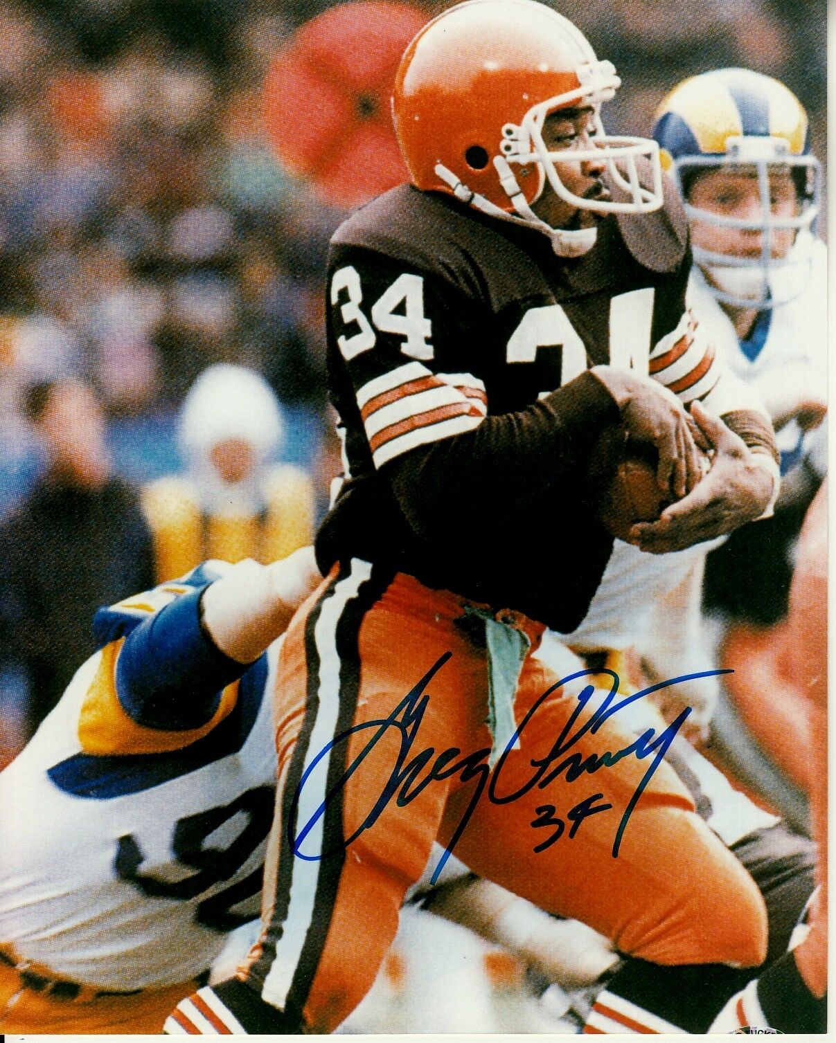 GREG PRUITT hand-signed CLEVELAND BROWNS GAME ACTION color 8x10 w/ in-person COA