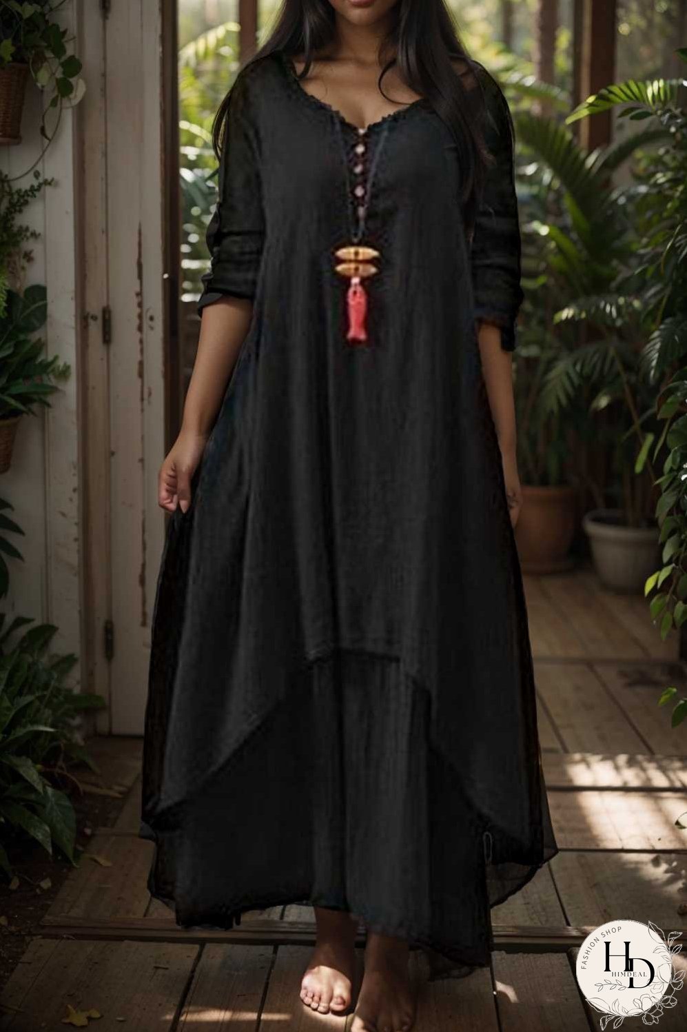 women s plus size casual dress swing dress solid color long dress maxi dress long sleeve button two piece v neck