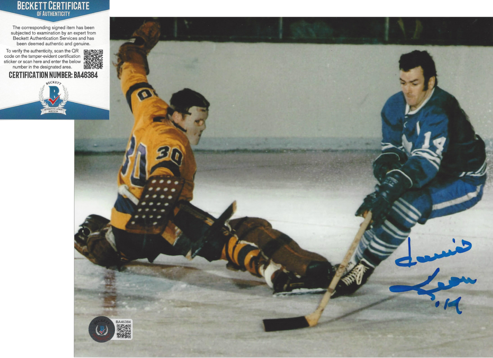 DAVE KEON TORONTO MAPLE LEAFS SIGNED 8x10 Photo Poster painting D NHL HOF BECKETT COA BAS