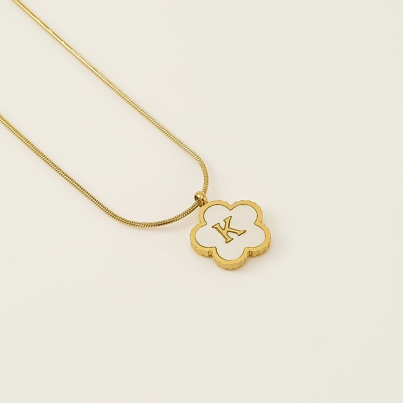Basic Classic Style Letter Flower 304 Stainless Steel Shell 18K Gold Plated Plating Inlay Pendant Necklace