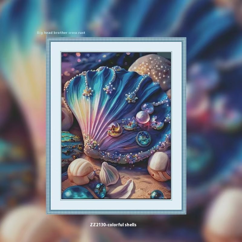1set DIY Printed Cross Stitch Kit 【ZZ2130-Rainbow Shell】printed (stamped) cross-stitch Painting Fairy Cross Stitch
