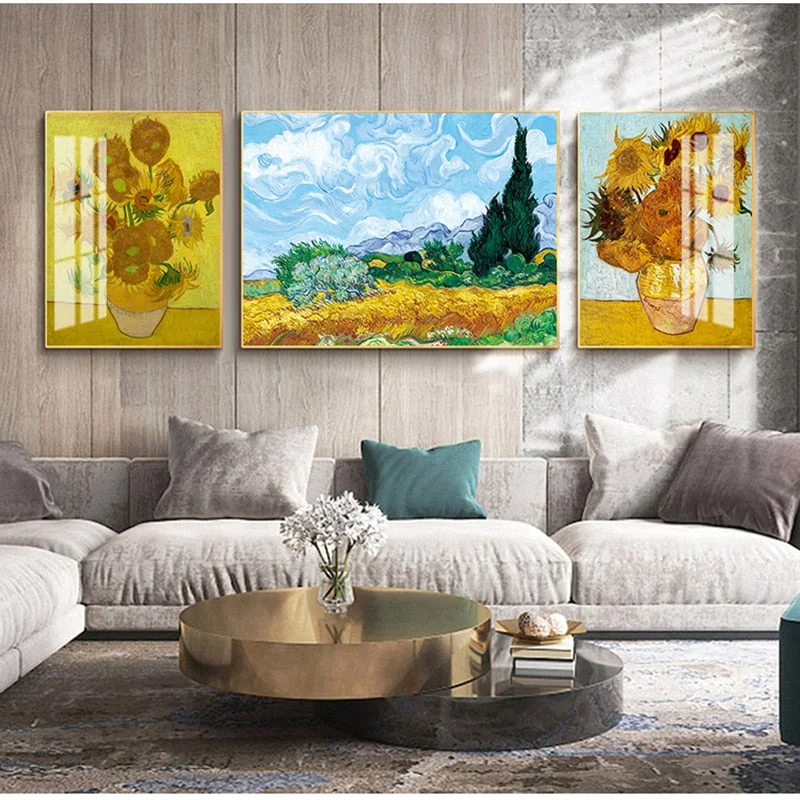 Van Gogh Oil Painting Works Sunflower Apricot Abstract A4 A3 A2 Canvas Art Print Poster Picture Wall House Decoration Murals