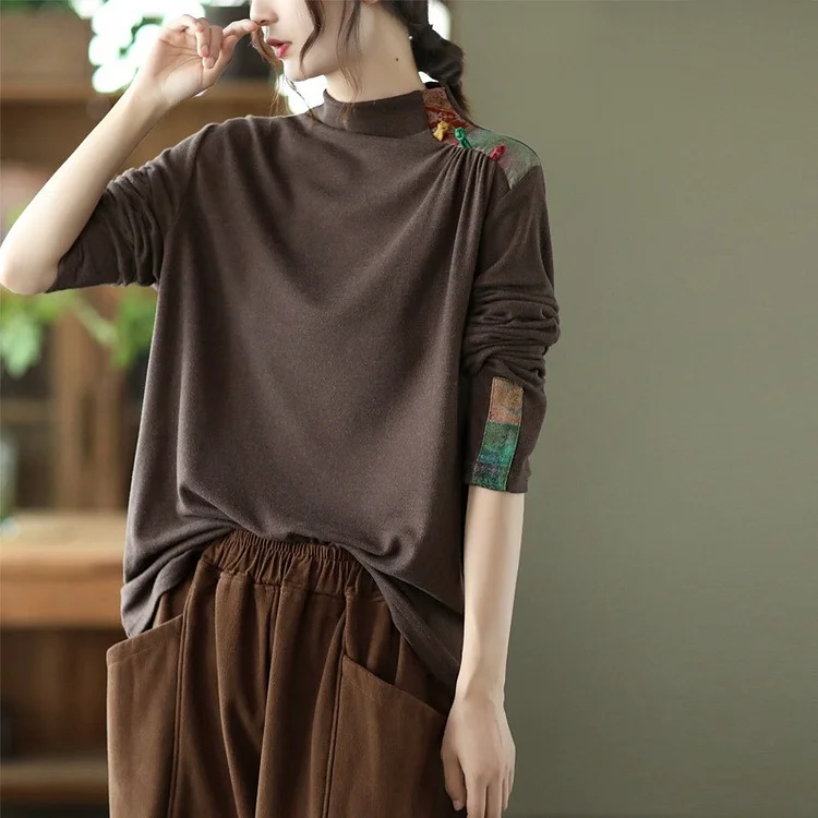 Versatile Embroidered Long Sleeve T-Shirt